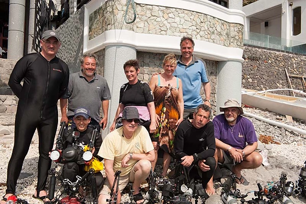 Les participants au voyage photo sous-marine aux Philippines : André, Patrice, Agnés, Patrica, Jean-Claude, Hélène, Didier, Amar et Humberto